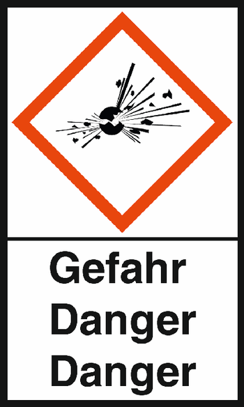 GHS-Warnetiketten „Explodierende Bombe – Gefahr“