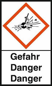 GHS-Warnetiketten „Explodierende Bombe – Gefahr“
